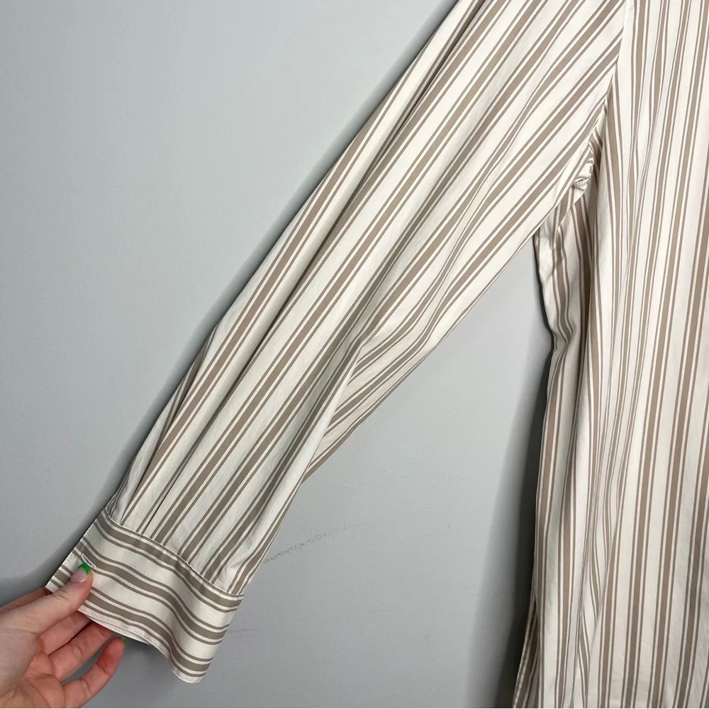 Ladies Lafayette Ruxton Classic smoked taupe Striped‎ button down blouse top xl - Picture 3 of 6